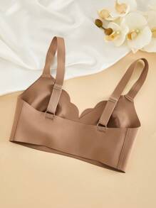 1 件装 无缝简约波浪边纯色无钢圈聚拢全罩杯女士文胸