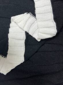 Celure 大码纯色拼布立领无袖休闲毛衣连衣裙