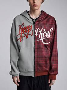 ROMWE MEN Street Life 1 pieza Sudadera con cremallera de estilo anime para hombre, adecuada para primavera y verano