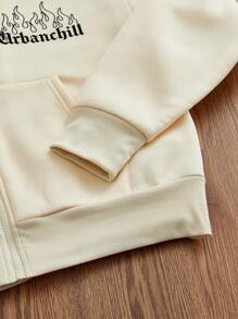 Manfinity VCAY 2 Pieces Set For Men: Knit Casual Daily Loose Fit Long Sleeve Hoodie And Relaxed Waist Straight Leg Pants, Young & - Yellow - View 5