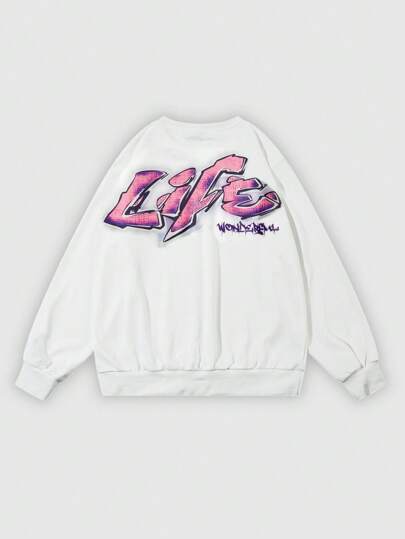 Street Life Felpa uomo girocollo casual a manica lunga con stampa a lettere