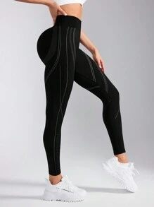 Quần legging tập yoga bó cạp cao liền mạch, màu trơn cho bài tập thể dục - Nhiều màu - Xem 4