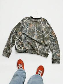 Manfinity VCAY Men's Loose Fit Crew Neck Digital Print Long Sleeve Knit Sweatshirt, For Fall Winter - Multicolor - View 2