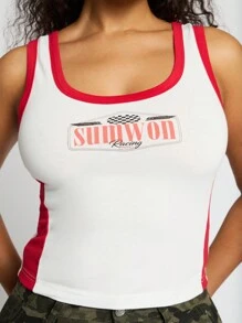 SUMWON WOMEN Street Graphic Contrast Tank Top