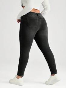 SHEIN ICON Plus Size Blue Stretchy Skinny Casual Jeans