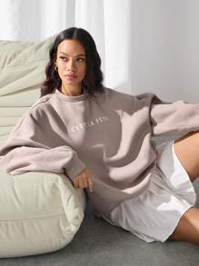 Manfinity INSISELF Knit Oversized Drop Shoulder Crew Neck Pullover Sweatshirt, Autumn/Winter Going Out Letter Long Sleeve Sweatshirt, For Friends, Husband, Boyfriend Gifts