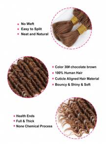 2 件编织假发散装无纬深波浪钩针真人发纯色 30# 原生真人发接发无结辫子接发万圣节服装 - S30 - 查看 5