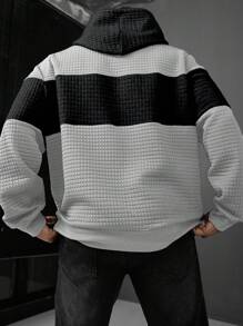 Manfinity Homme Áo nỉ trùm đầu tay dài rút dây màu khối màu cỡ lớn cho nam, thường ngày mùa thu - Nhiều màu - Xem 2