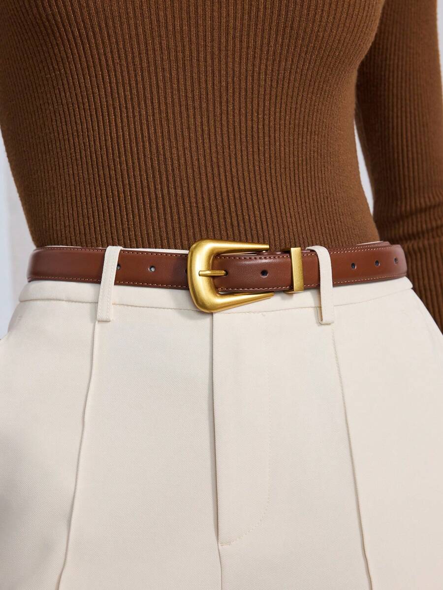 MOTF PREMIUM 1PC WOMEN'S STREET STYLE METAL/METALLIC FEELING BLACK FASHION WAIST BELT, SUITABLE FOR WORK AND PARTY