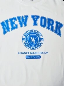 SHEIN 2pcs Set Teen Boys Letter Print Round Neck Short Sleeve Tee And Cargo Pants With Flap Pockets Casual Outfit - White - View 3