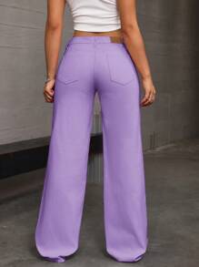 SHEIN Tall Damen Loose Fit Weite Bein Taschen Lässig Jeans