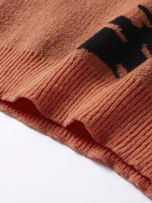 Manfinity EMRG Men's Skeleton Print Round Neck Casual Sweater, Autumn/Winter - Orange - View 7
