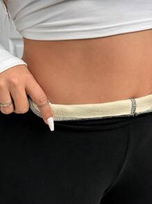 CovetEZ Plus Size Women Solid Color Elastic Ankle Length Leggings, Casual For Spring And Autumn - Black - View 5