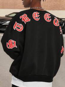 Manfinity VCAY 男士字母印花圆领休闲卫衣和运动裤套装，适合秋冬