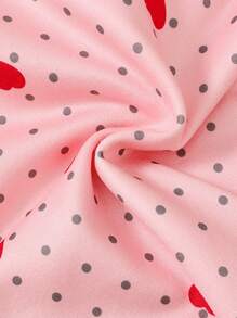 女婴厚保暖内衬心形刺绣图案印花连帽长袖连体衣，可爱动物脸设计适合户外穿着，秋冬季 - 粉色 - 查看 7