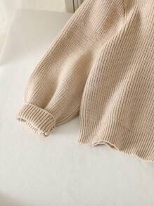 Young Girl Sweater Set For Autumn/Winter, New Style, Oatmeal & Khaki Color, Simple & Cute, Lace Trim Collar For Sweet Elegant. Suitable For Autumn/Winter Wear, Loose Silhouette For Easy Wear, Soft Fabric For Comfortable Feel, Fit For Various Festivals And Home Wear - Khaki - View 4