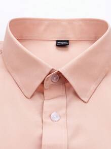 Manfinity Homme 男士骑士印花长袖单排扣休闲衬衫，秋季 - 藕粉色 - 查看 3