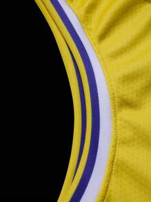 Áo ba lỗ thể thao bóng rổ in chữ và hình người phong cách bạn trai dành cho nam - Màu vàng - Xem 4