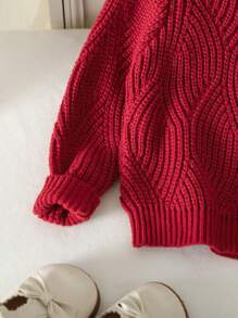 Young Girl Round Collar Solid Color Minimalist Casual Daily Sweater