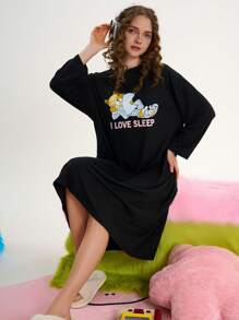 Áo ngủ nữ in hình mèo dễ thương - Nhiều màu - Xem 5