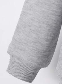 2 件装女婴圣诞姜饼字母印花休闲羊毛连帽运动衫和裤子套装，秋冬 - 灰色 - 查看 4