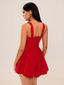 SHEIN SXY Vestido de fiesta, mono de princesa de encaje rojo