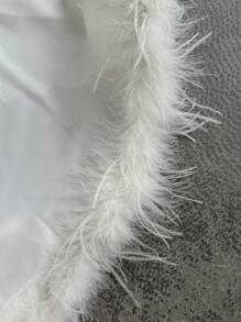 Firerie Elegant Romantic Sexy White Asymmetric Satin Feather Bodycon Party Dress, Autumn/Winter New Arrival - White - View 7