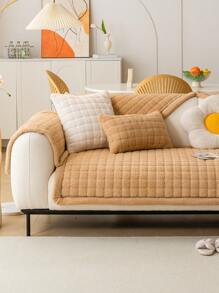 1 chiếc đệm ghế sofa chần bông màu trơn sang trọng, ấm áp mùa đông, thân thiện với vật nuôi, chống trượt, không bẩn, có thể giặt bằng máy, vỏ bọc ghế sofa đơn 2 chỗ ngồi, 3 chỗ ngồi, 4 chỗ ngồi - Màu Khaki - Xem 5