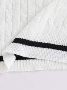 SHEIN Leap Crew Tween Boy V-Neck Casual Sweater, Suitable For Commuting, School, Daily Casual, Travel, Sports, Spring/Summer/Autumn/Winter - White - View 6