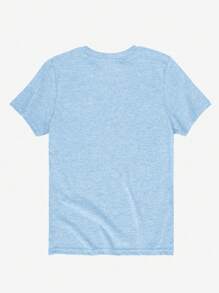 Chiquease 圆领短袖简约骷髅印花 T 恤，休闲日常穿着图案 T 恤女式上衣 - 藍色 - 查看 2