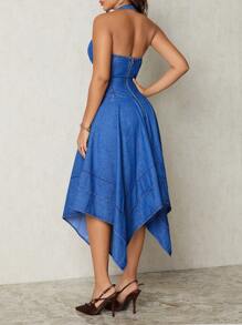 SHEIN SXY Robe en jean à ourlet asymétrique pour femme