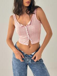 Forever 21 Autumn/Winter Knit Textured Casual Versatile Tank Top - Pink - View 5