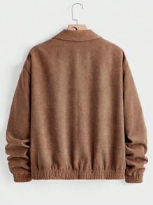 Manfinity VCAY 2pcs Men's Woven Collar Button-Up Long Sleeve Casual Jacket & Pants Set - Brown - View 5