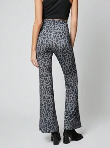 SHEIN EZwear 女士瑜伽豹纹交叉腰紧身喇叭裤