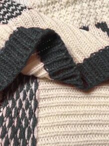 Calvaya Femmes grande taille Pull ample décontracté à manches longues avec rayures ondulées et épaules tombantes pour l'automne/hiver