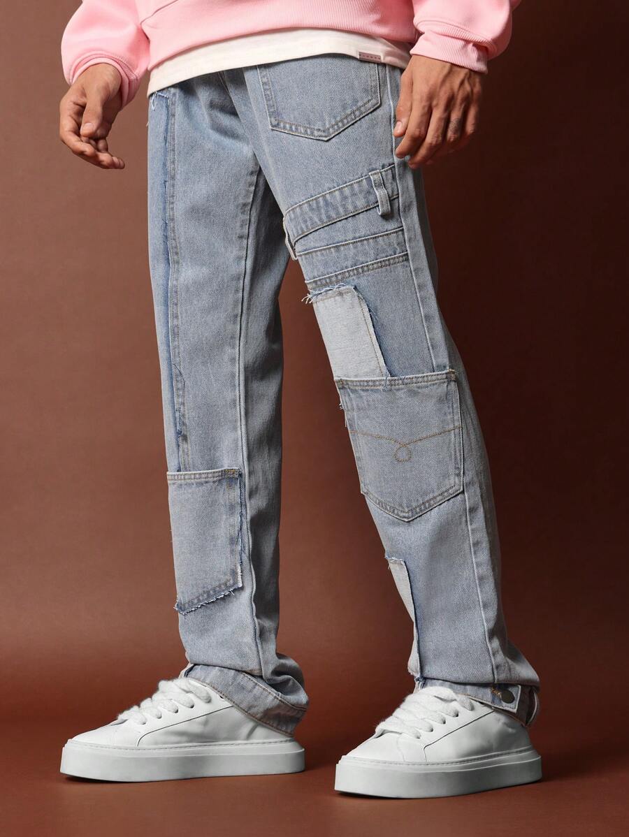 SUMWON Flare Fit Mix And Match Jean - Blue - View 1