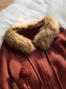 Comfortcana 女士蓬松拼接长袖拉链修身开衫，秋冬款