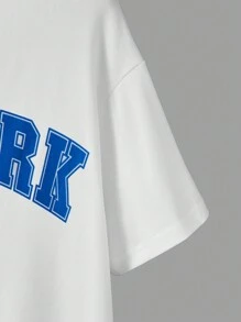 SHEIN 2pcs Set Teen Boys Letter Print Round Neck Short Sleeve Tee And Cargo Pants With Flap Pockets Casual Outfit - White - View 4