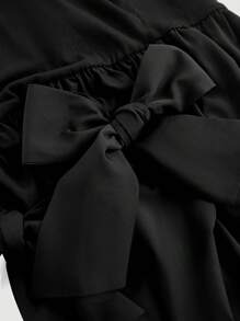 SHEIN MOD 大码复古长裙，大蝴蝶结装饰，优雅可爱的女式风格 - 黑色 - 查看 3