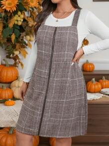 SHEIN LUNE Plus Size Jumper Dress With Pockets Fall Women Dress Business Casual Work Dress Business Dress Holiday Party Dress Party Dresses For Women Dress - Multicolor - View 5