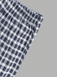 RueChic Cotton Men Letter And Plaid Printed Regular Longsleeve Homewear Set - Black - View 3