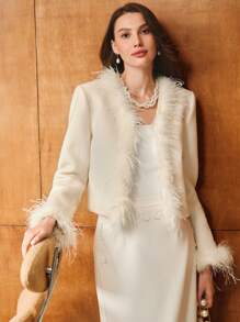 MOTF PREMIUM WOOL CONTRAST FUZZY TRIM COAT - Apricot - View 2