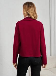 SHEIN Clasi 女士简约纯色休闲日常服装 - 酒紅色 - 查看 2