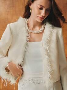 MOTF PREMIUM WOOL CONTRAST FUZZY TRIM COAT - Apricot - View 7