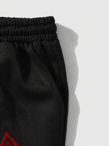 ROMWE MEN Street Life Men's Loose Short Style Sweatshirt & Pants Tracksuit - Black - View 7