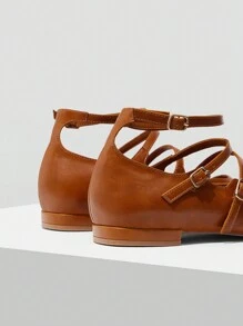 MOTF PREMIUM WOMEN CASUAL COMMUTER SOLID COLOR BUCKLE STRAP FLAT SHOES, FOR VALENTINE'S DAY