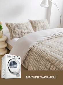 2/3 件套豪华仿毛皮被套套装 - 柔软蓬松的仿毛皮被套，温暖舒适的毛绒寝具套装，奢华保暖冬季寝具套装，包含 1 个被套和 1/2 个枕套。适合家庭和宿舍使用。 - 彩色 - 查看 7