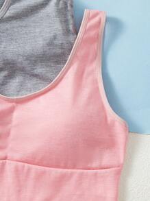 3 pièces/Set Ensemble de lingerie minimaliste décontracté avec bretelles larges de couleur unie pour adolescentes