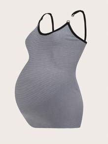 SHEIN Pregnant Women's Stylish Round Neck Body-Hugging Long Maternity Camisole - Multicolor - View 5