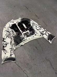 Manfinity Dauomo Men Y2K Numeric Printed Long Sleeve Pullover Sweatshirt, Fall - Multicolor - View 3